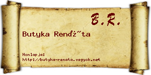 Butyka Renáta névjegykártya